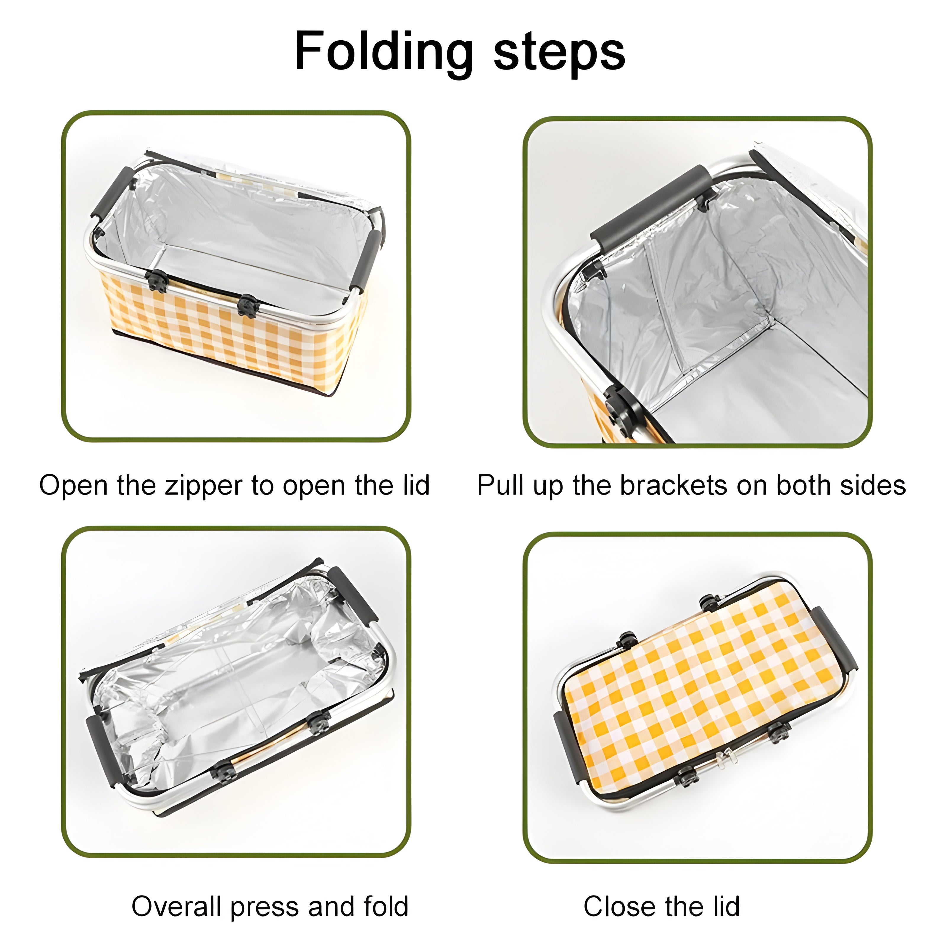 Folding Picnic Cooler Set with Handles & Insulation