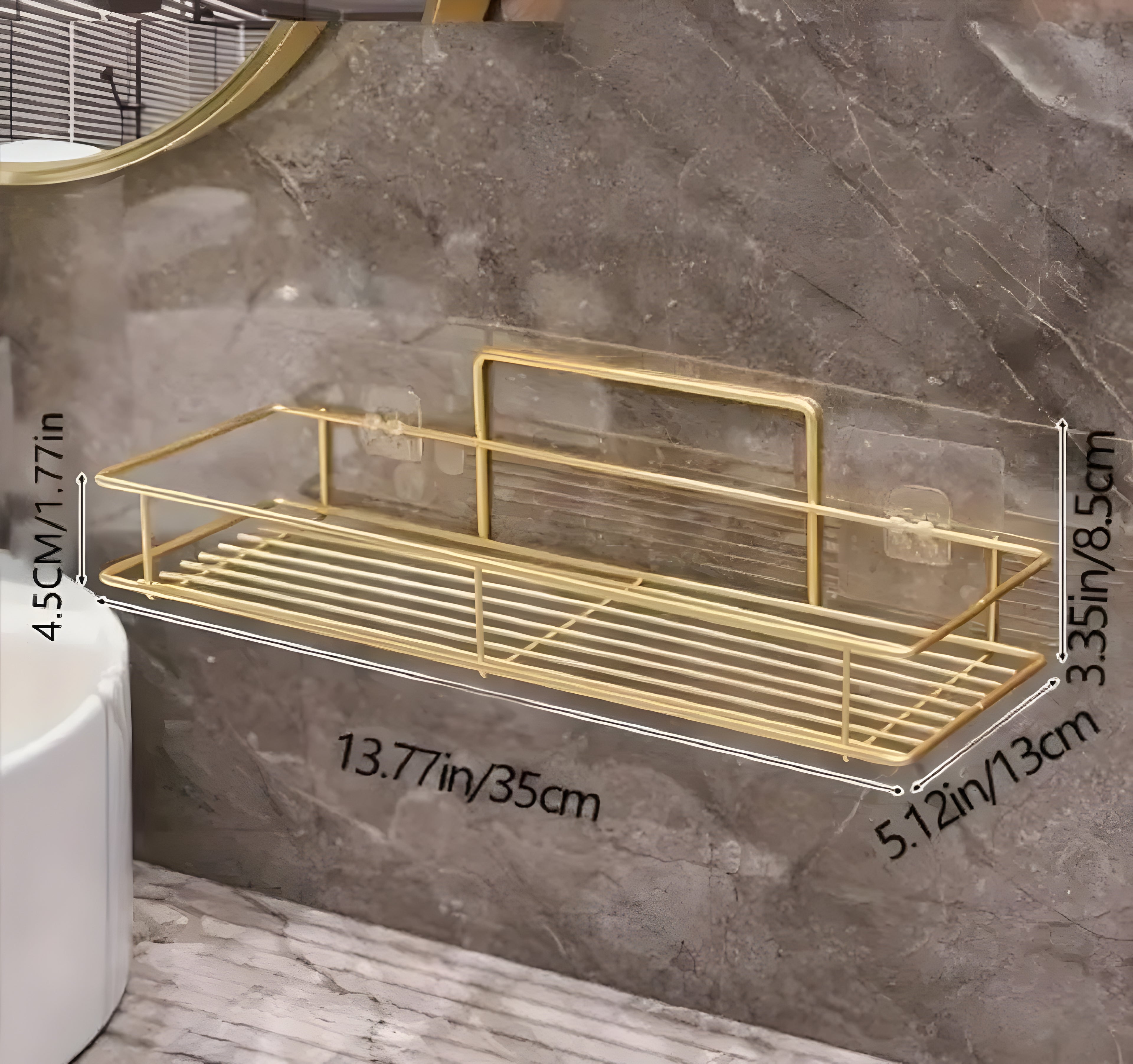 Golden Wall Mount Bathroom Rack Stainless Steel 30x20cm