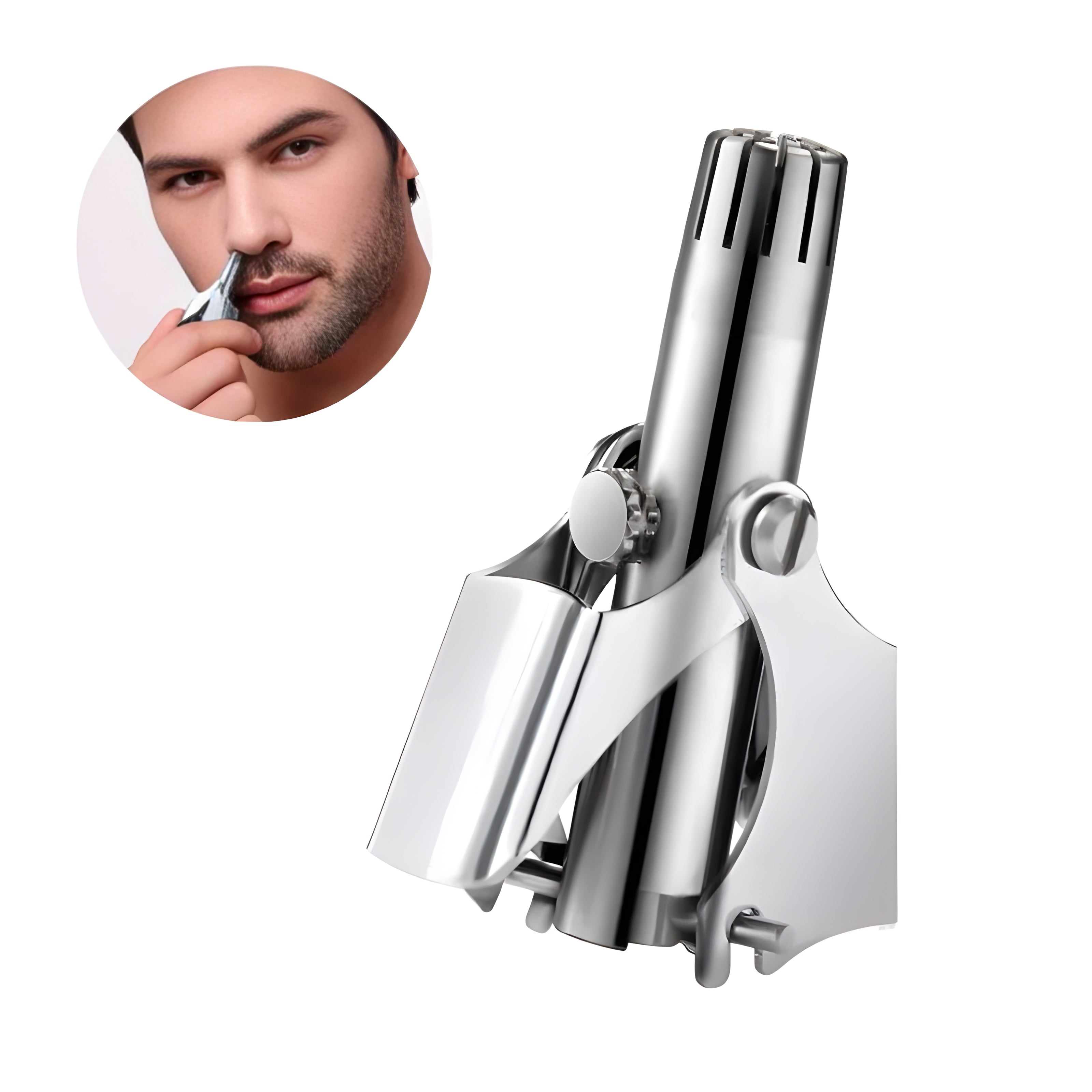 Stainless Steel Nose Hair Trimmer Silver Portable