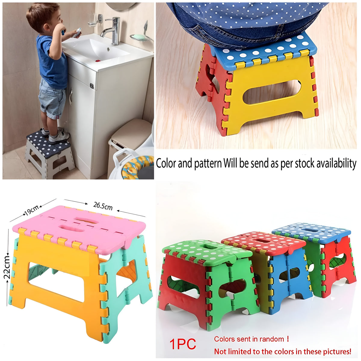Kids Folding Stool BPA-Free ABS Multicolor