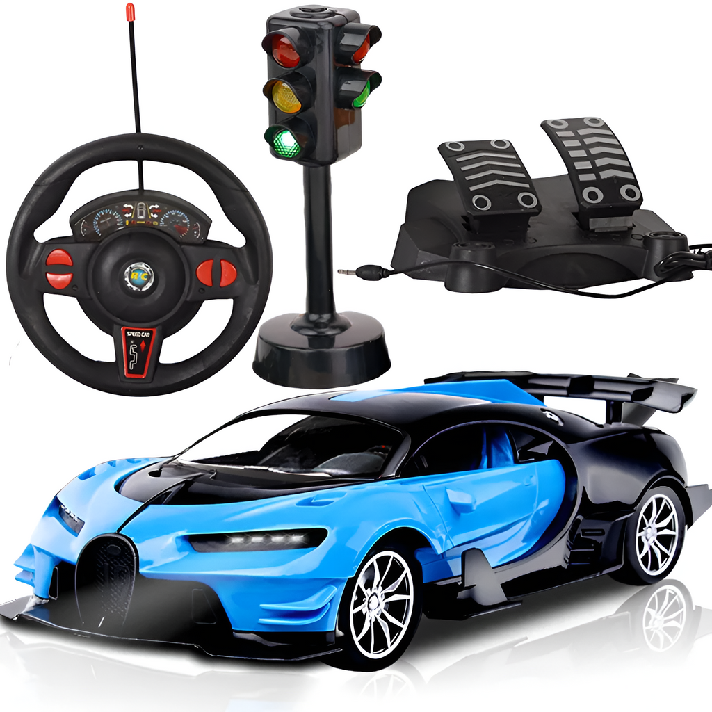 Realistic RC Car Blue Black Racing Toy for Kids