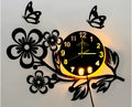 3D Flower Wooden Wall Clock With LED Light