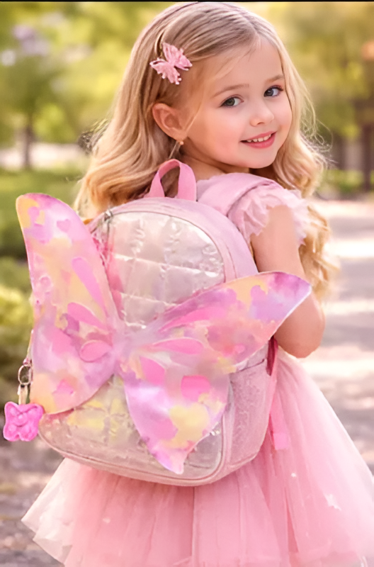 Girls Plain Butterfly Bag Primary Class Pink Color