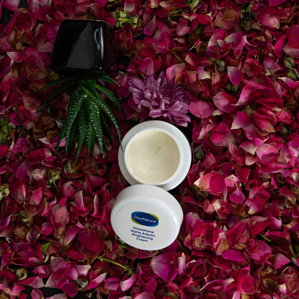 Glow Natural Glutathione and Alpha Arbutin Skin Brightening Cream 50g Advanced Formula for Even Skin Tone, Radiance, and Dark Spot Reduction