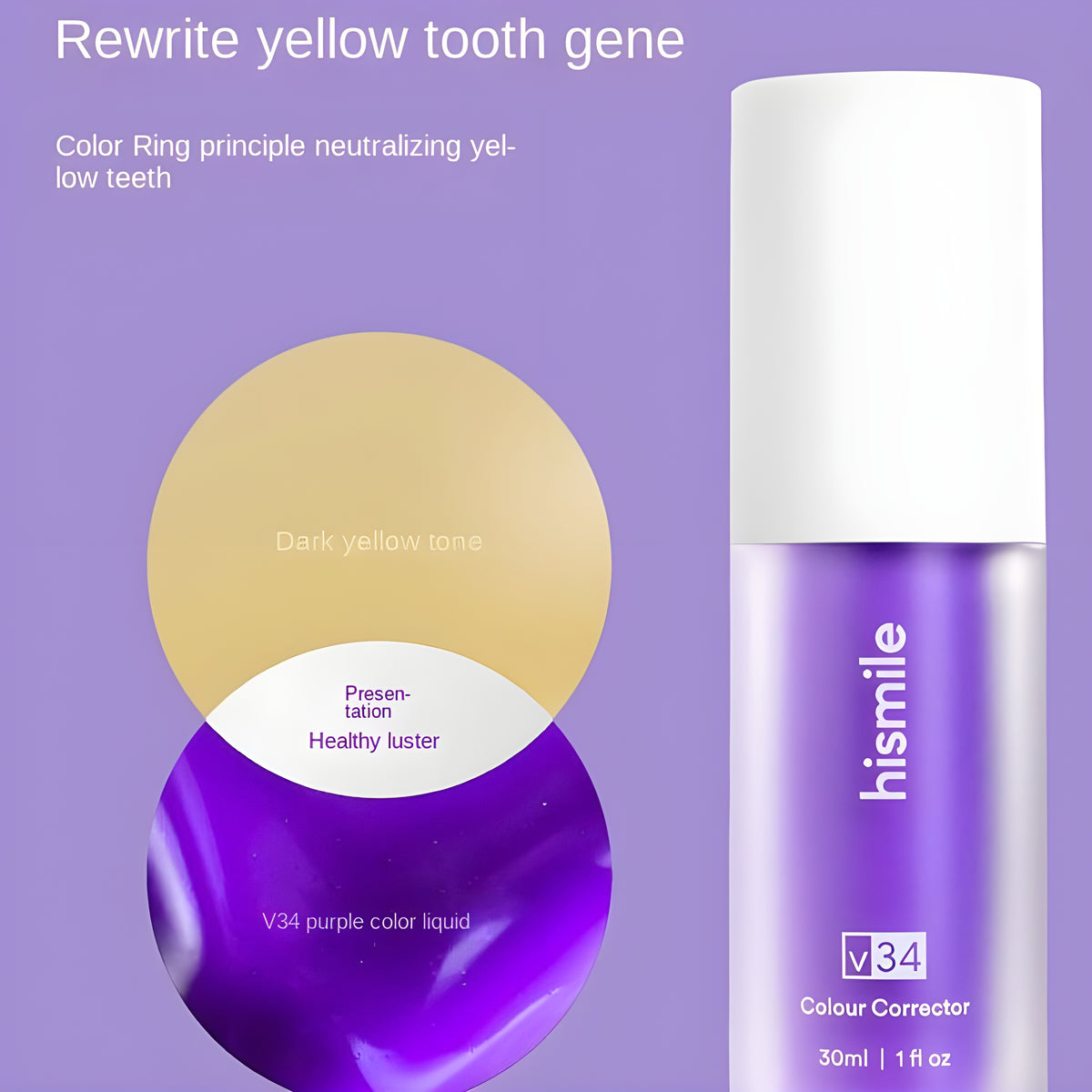 Hismile V34 Color Corrector Serum | High Quality | Instant Teeth Brightening Solution | 30ml