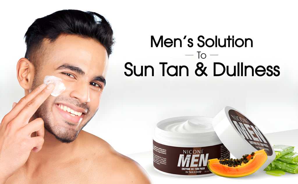 Niconi Men Enzyme De-Tan Pack - Advanced Skincare Facial Pack For Tan Removal Brightening Deep Cleansing And Smooth Refreshing Men Skin Tone - 100g