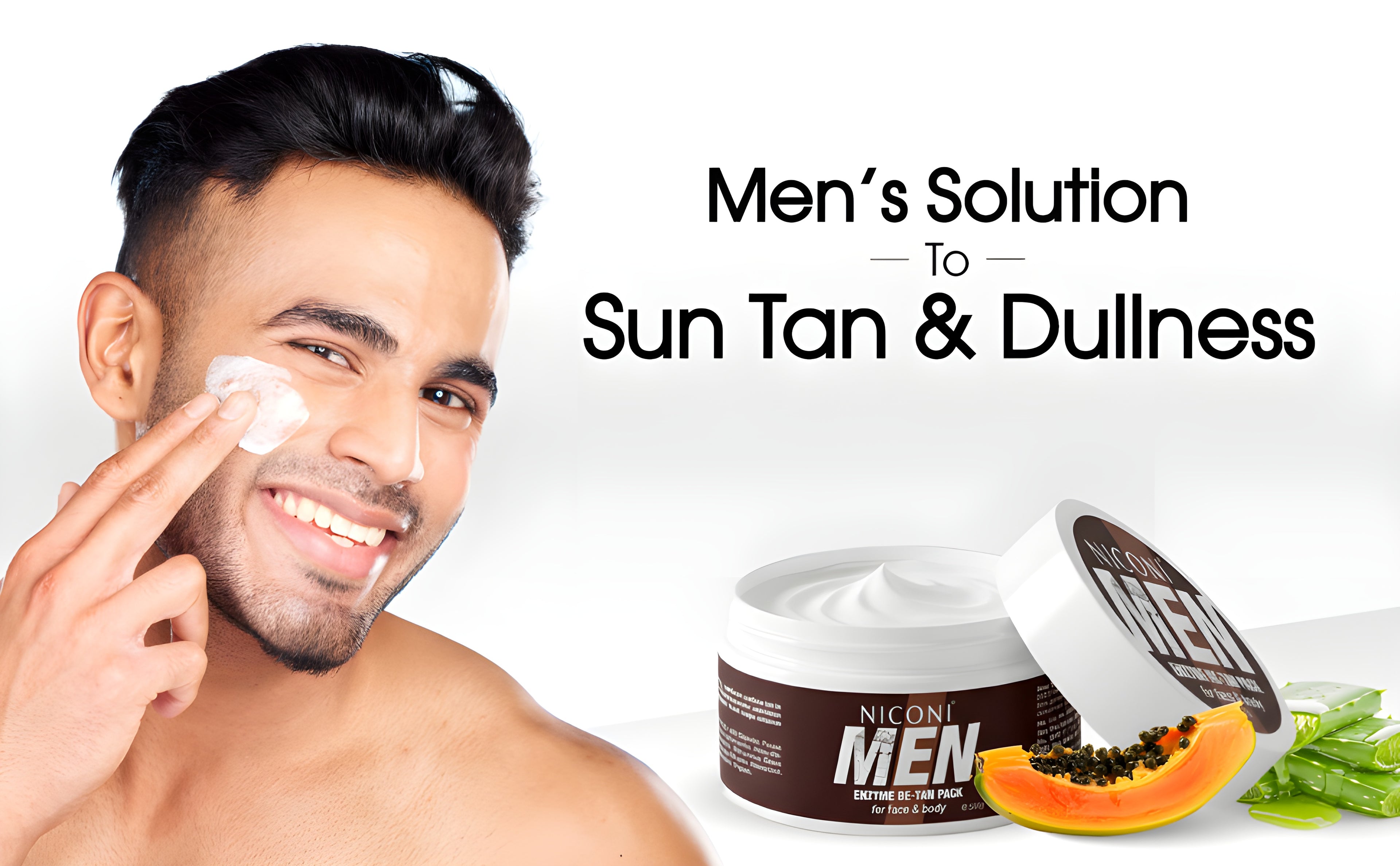 Niconi Men Enzyme De-Tan Pack - Advanced Skincare Facial Pack For Tan Removal Brightening Deep Cleansing And Smooth Refreshing Men Skin Tone - 100g